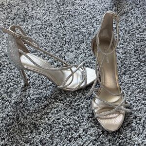 Gianni Bini Shimmering Silver Strappy Heels